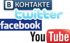Vkontakte, Facebook, Twitter, Youtube